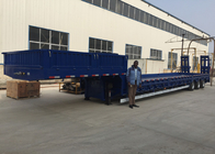 3 Axles 80 Tons 17m Hydraulic Flatbed Trailer สำหรับการโหลดเครื่องจักรก่อสร้าง
