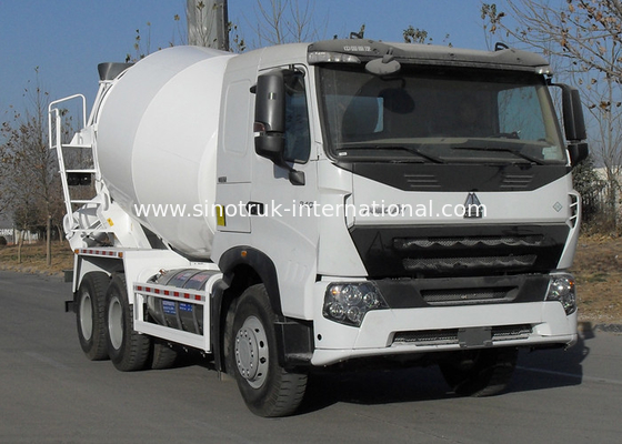 336HP 6X4 LHD A7 รถบรรทุกคอนกรีตผสม 9CBM, รถถังทนความร้อนถังผสมซีเมนต์