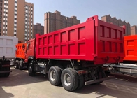 สีแดง SINOTRUK HOWO 6x4 Dump Truck 266HP LHD Type