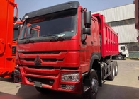 สีแดง SINOTRUK HOWO 6x4 Dump Truck 266HP LHD Type