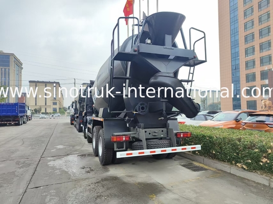 HOWO รถบรรทุกเครื่องผสม 12CBM 380HP H77L Cabin สีดํา