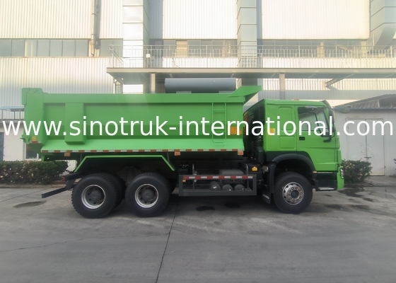 Sinotruk Howo หมุนรถบรรทุก 380Hp 6 × 4 U Shape Cargo Body สีเขียว