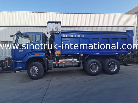 SINOTRUK HOHAN NEW HOWO 30 - 40 ตัน RHD 10 ล้อ กระเบื้องสําหรับการก่อสร้าง สีฟ้า ประสิทธิภาพสูง การยกและการลด