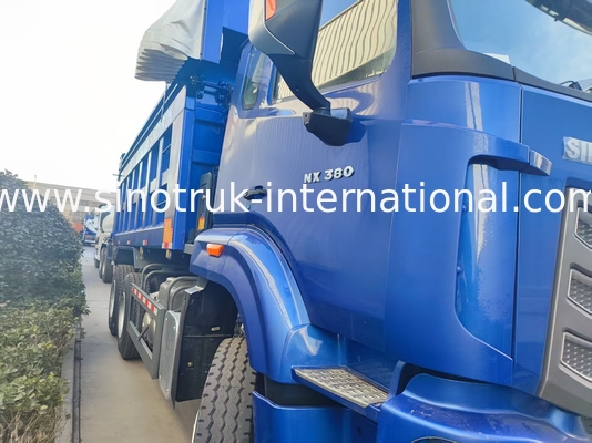รถกระบะขยะสีน้ําเงิน 6x4 380HP พร้อมกล่องคาร์โก 20CBM สแควร์และน้ําไม่หลุด