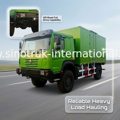 รถบรรทุกสินค้า 4X4 LHD พร้อมถังสินค้า 5000*2300*2300 มิลลิเมตร และแกนหลัง 16 ตัน สําหรับขนส่งภาระหนัก
