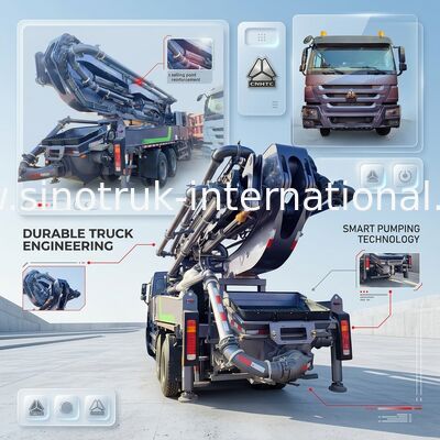 โฮโว 380HP Smart Pump Trucks 52m Boom 6x4 Traction สําหรับการเติมแบบตั้งที่ไม่มีคู่แข่ง