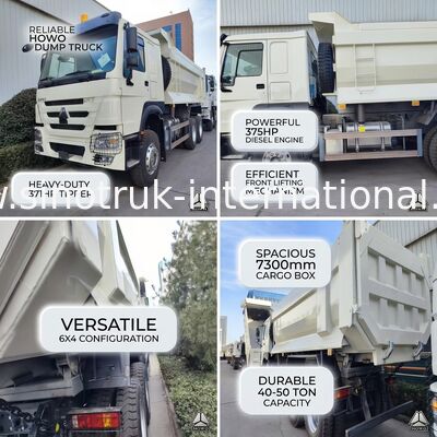 รถกระบะขาว HOWO ทนทาน 6×4 371HP 20CBM พร้อมร่างเหล็กแรงสูงสําหรับงานหนัก