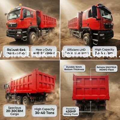รถดั๊มพ์ HOWO ZZ3257V384GB1 ขนาด 400 แรงม้า 6x4 พวงมาลัยซ้าย