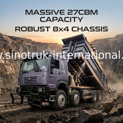 400HP สําหรับภาระหนัก 27CBM สําหรับสินค้าเพิ่ม: รถขยะ 8x4 สีเทา