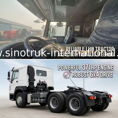 HOWO A7 รถบรรทุกแทรกเตอร์มือสอง LHD 6X4 ยูโร 2 371 HP