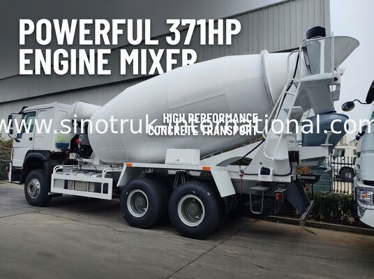 รถบรรทุกผสมคอนกรีต 6 × 4 371HP 12CBM ที่มีประสิทธิภาพสูงและพลังงานที่แข็งแรงสําหรับการก่อสร้างภาระหนัก