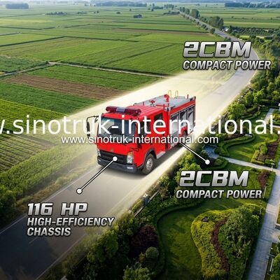 2CBM 4X2 116HP รถบรรทุกดับเพลิง รถบรรทุกดับเพลิงการเกษตร รถบรรทุกดับเพลิงสําหรับการปลูกผืนดิน