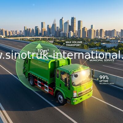 SINOTRUK HOWO รถบรรทุกขยะอัดอัด 4×2 LHD