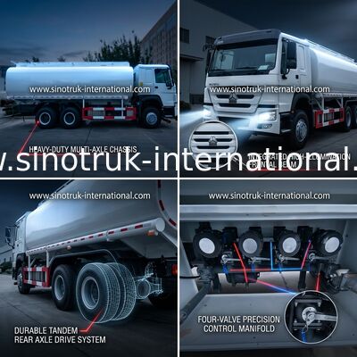HOWO 6 × 4 10 Wheels Oil Tank Truck 400HP 20CBM สำหรับการขนส่ง