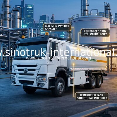 Sinotruk Howo 20CBM รถบรรทุกถังน้ํามัน 10ล้อ 340HP 6 × 4 ช่องหลายช่อง