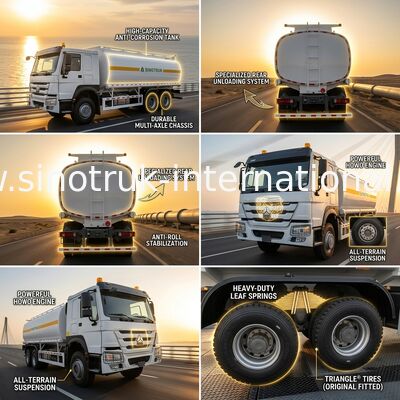 HOWO 6 * 4 340HP เครื่องยนต์ Weichai รถบรรทุกน้ํามัน 25CBM