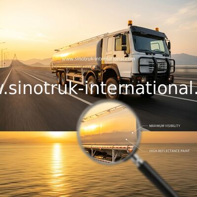 SINOTRUK HOWO สีแดง 371HP 8×4 12ล้อ รถบรรทุกน้ํามันขนาดสูง 30CBM