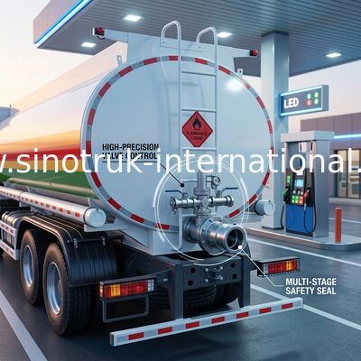 SINOTRUK HOWO สีแดง 380HP 8×4 12ล้อ รถบรรทุกน้ํามันขนาดสูง