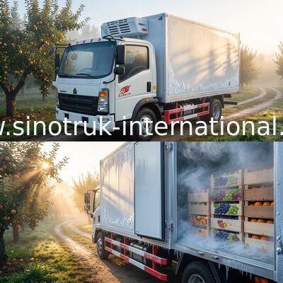 รถบรรทุกห้องเย็น SINOTRUK HOWO สำหรับการขนส่งอาหารแช่แข็ง / ยา
