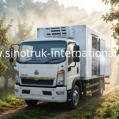 เสียงรบกวนต่ำ 4x2 รถบรรทุกตู้แช่แข็ง Sinotruk Howo 140hp Rhd