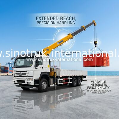 SINOTRUK รถบรรทุกติดเครน อุปกรณ์ 12 ตัน XCMG สําหรับการยก 6X4 400HP