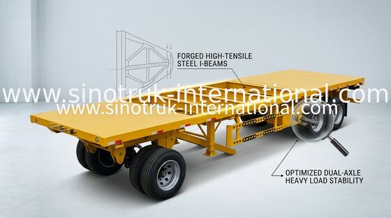 3 Axles Flatbed Cargo Full Trailer บรรทุกสินค้าจำนวนมาก 40 ตัน