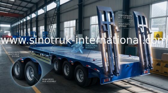 SINOTRUK รถบรรทุกกึ่งพ่วงสามเพลา, รถกึ่งพ่วงพื้นเรียบของเหล็กกล้าคาร์บอน