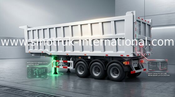 60 ตัน SINOTRUK 25-45CBM รถพ่วงแบบเทรลเลอร์รถบรรทุกกึ่งพ่วงที่มีประสิทธิภาพมั่นคง