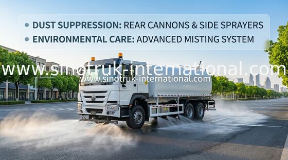 Sinotruk HOWO ขาว RHD 6x4 รถบรรทุกถังน้ํา ZZ1257V4347B1 ด้วยฟังก์ชันระบายความดันสูง