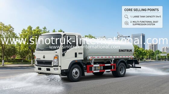 รถบรรทุกถังน้ำขนาดเบา SINOTRUK LHD 5-8CBM ช่วงการฉีดพ่นกว้าง