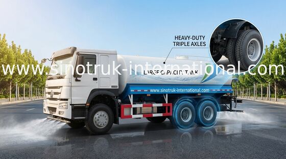 รถบรรทุกถังน้ำ SINOTRUK HOWO 6x4 LHD 15-20CBM ช่วงการฉีดพ่นกว้าง