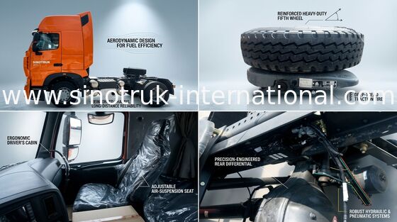 ทรงพลัง SINOTRUK HOWO รถบรรทุกรถแทรกเตอร์แบบแผ่นคลัชสปริงขดลวดแบบแห้ง
