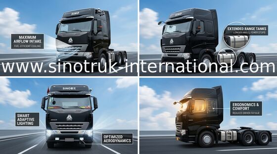 รถบรรทุก SINOTRUK HOWO A7 International รถบรรทุก RHD, รถบรรทุกรถบรรทุกหัว