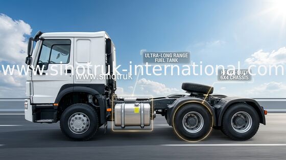 Sinotruk Howo รถบรรทุกรถแทรกเตอร์ Lhd 10 ล้อ 400Hp 6 × 4 HW76 สีขาว