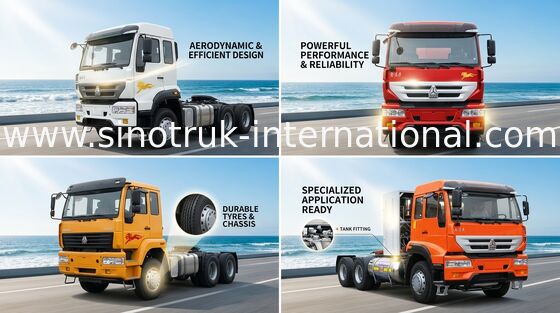 รถบรรทุกรถแทรกเตอร์ SINOTRUK เจ้าชายทอง 6X4 Euro2 336HP 25Tons ZZ4251N3241W