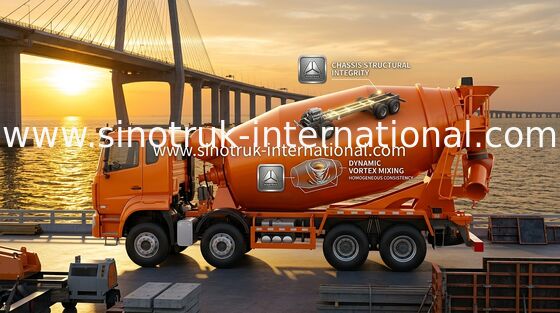 Sinotruk Howo N7 รถบรรทุกผสมคอนกรีต 6 X 4 ยูโร 2 380hp สําหรับการก่อสร้าง