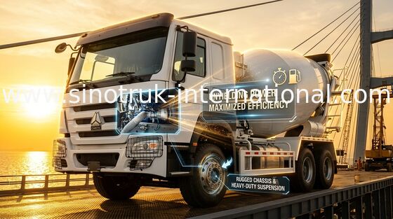 HOWO 8*4 12Wheels คอนกรีตผสมรถ 400HP 16CBM พลังงานใหญ่ ความจุใหญ่