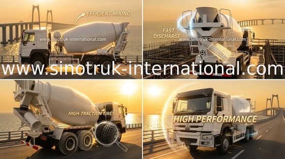 Sinotruk Howo รถโม่ผสมคอนกรีต 10-20CBM 6 X 4 Euro 2 340Hp Construction