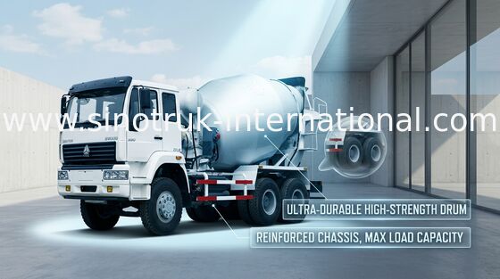 รถพ่วงผสมคอนกรีตขนาดใหญ่ 290HP 6X4 รถบรรทุกผสมปูนซิเมนต์ SGS