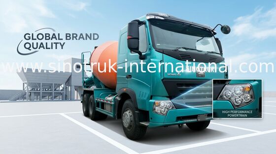 SINOTRUK HOWO A7 รถบรรทุกผสมคอนกรีตกำลังการผลิตขนาดใหญ่