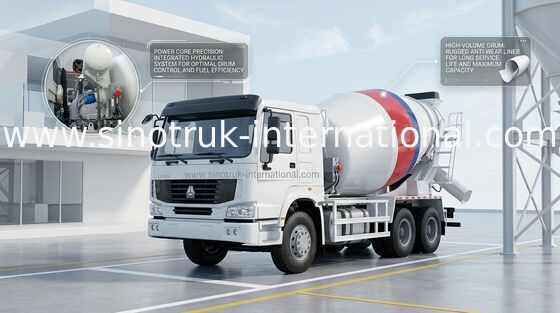 ZZ5257GJBN3841W รถบรรทุกคอนกรีตผสมซีเมนต์ 10CBM 371HP 6X4 LHD