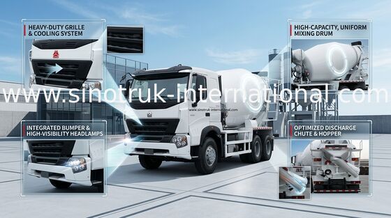 อุปกรณ์ผสมคอนกรีต A7 ปั๊มคอนกรีตรถบรรทุก 10CBM 371HP 6X4 LHD