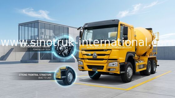 6x4 LHD Drive Type SINOTRUK HOWO รถโม่ผสมคอนกรีต 371HP