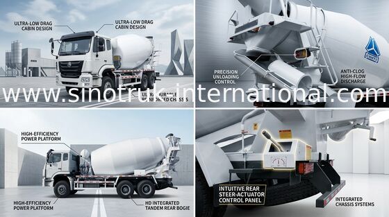 ถังผสมคอนกรีต 10CBM SINOTRUK HOHAN เครื่องผสมคอนกรีต