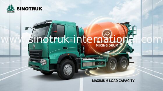 SINOTRUK HOWO A7 รถบรรทุกผสมคอนกรีตกำลังการผลิตขนาดใหญ่