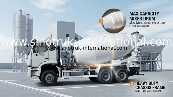 10CBM SINOTRUK HOHAN รถโม่ผสมคอนกรีต Euro2 290HP 6X4 RHD ZZ5255GJBM3846B1