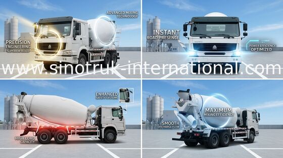 รถบรรทุกคอนกรีต SINOTRUK HOWO 12CBM 371HP 6X4 LHD ZZ5257GJBN4048W