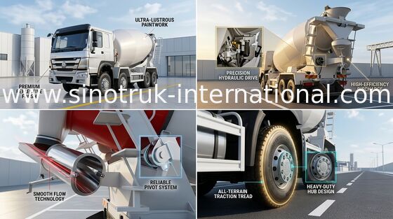 รถบรรทุกคอนกรีต SINOTRUK HOWO 16CBM 371HP 8X4 LHD ZZ1317N3667A