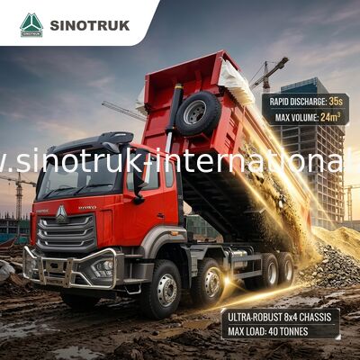 รถดั้มพ์แบบกระบะสี่เหลี่ยม (27CBM, 8×4, 371HP): ข้อได้เปรียบหลักสำหรับการขนถ่ายวัสดุอย่างรวดเร็ว