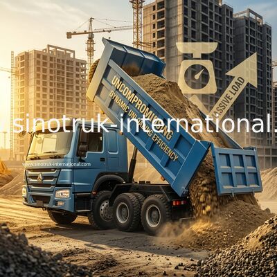 รถขนของสีฟ้า 8×4 380HP 26.91CBM ที่พลังงานพบความละเอียดในทุกภาระ
